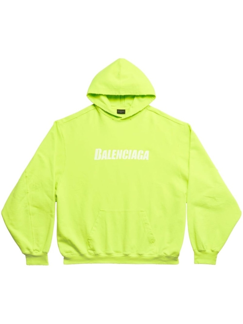 Balenciaga Caps Destroyed Hoodie in Fluo Yellow White